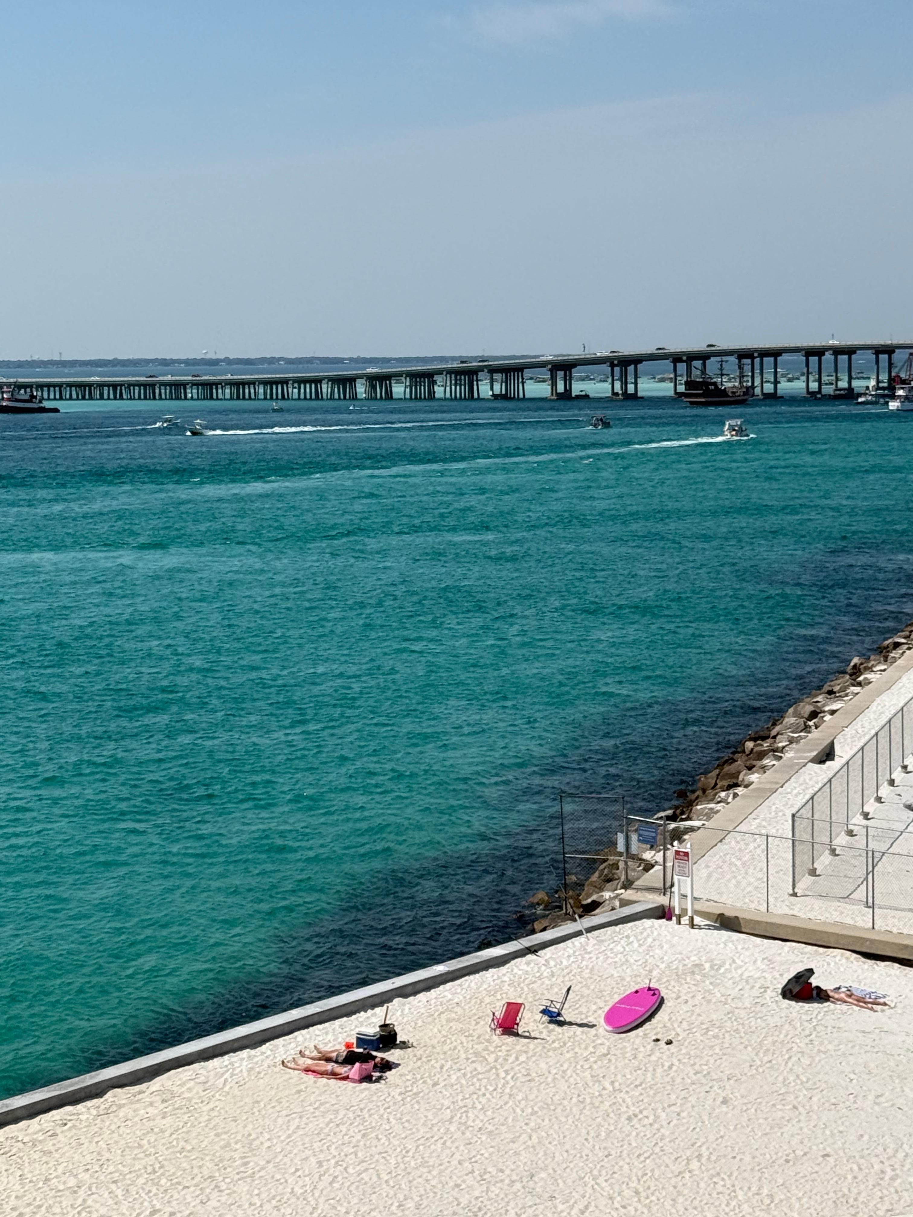 The sand you have access to, and the blocked walls to get to the beach.  
