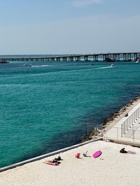 The sand you have access to, and the blocked walls to get to the beach.
