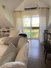 Looking out the sliding doors at the landscape