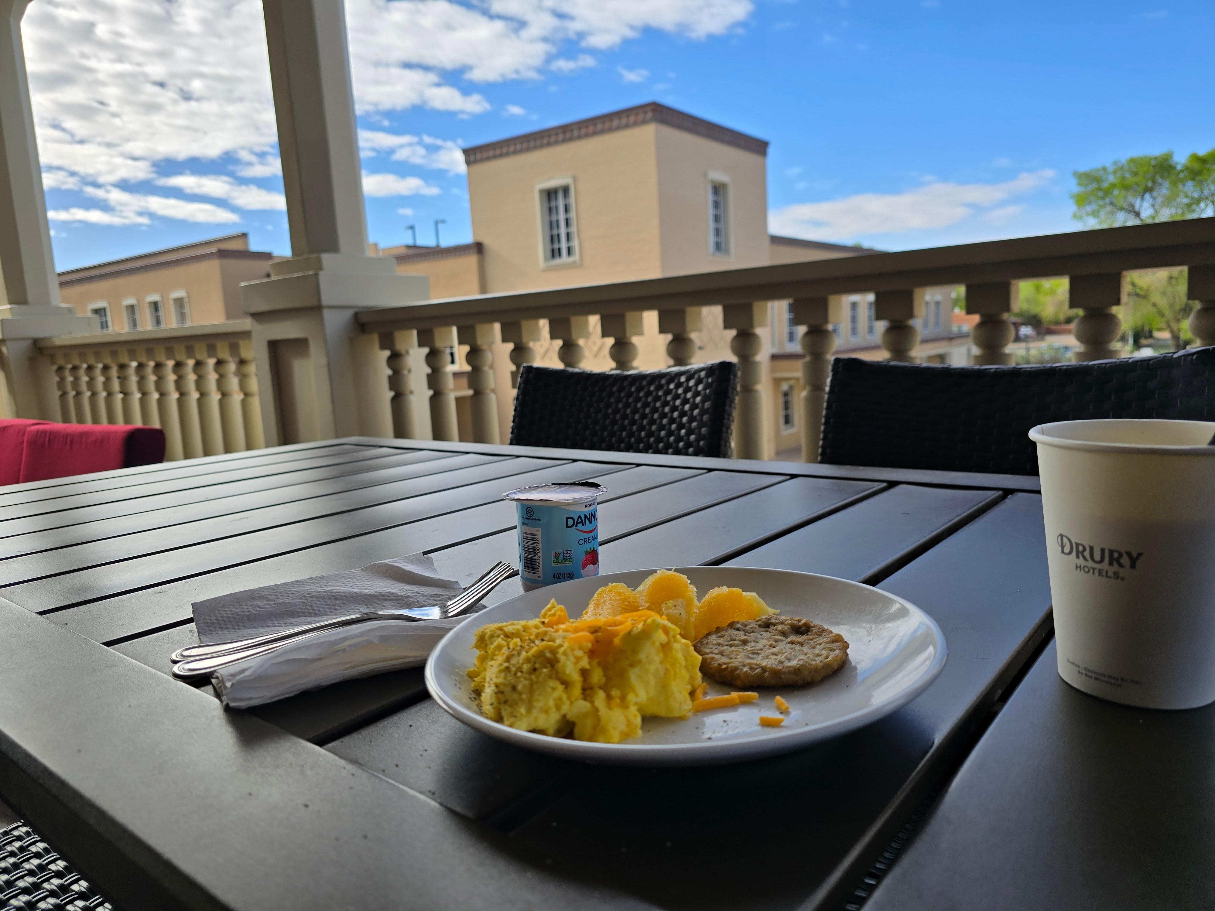Complimentary full breakfast w few foods for travel/hike.