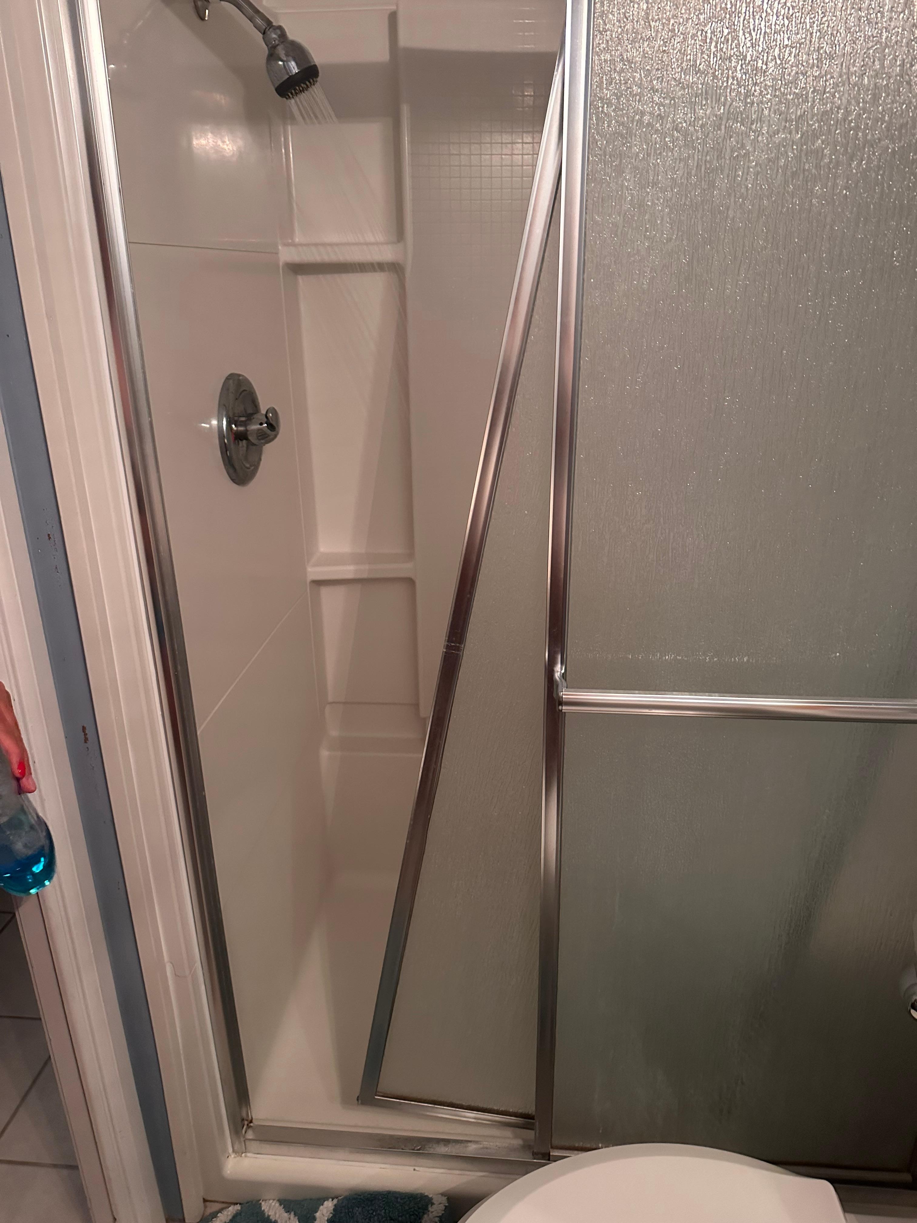 Broken shower door that fell on my 10 year old. Unusable after that.
