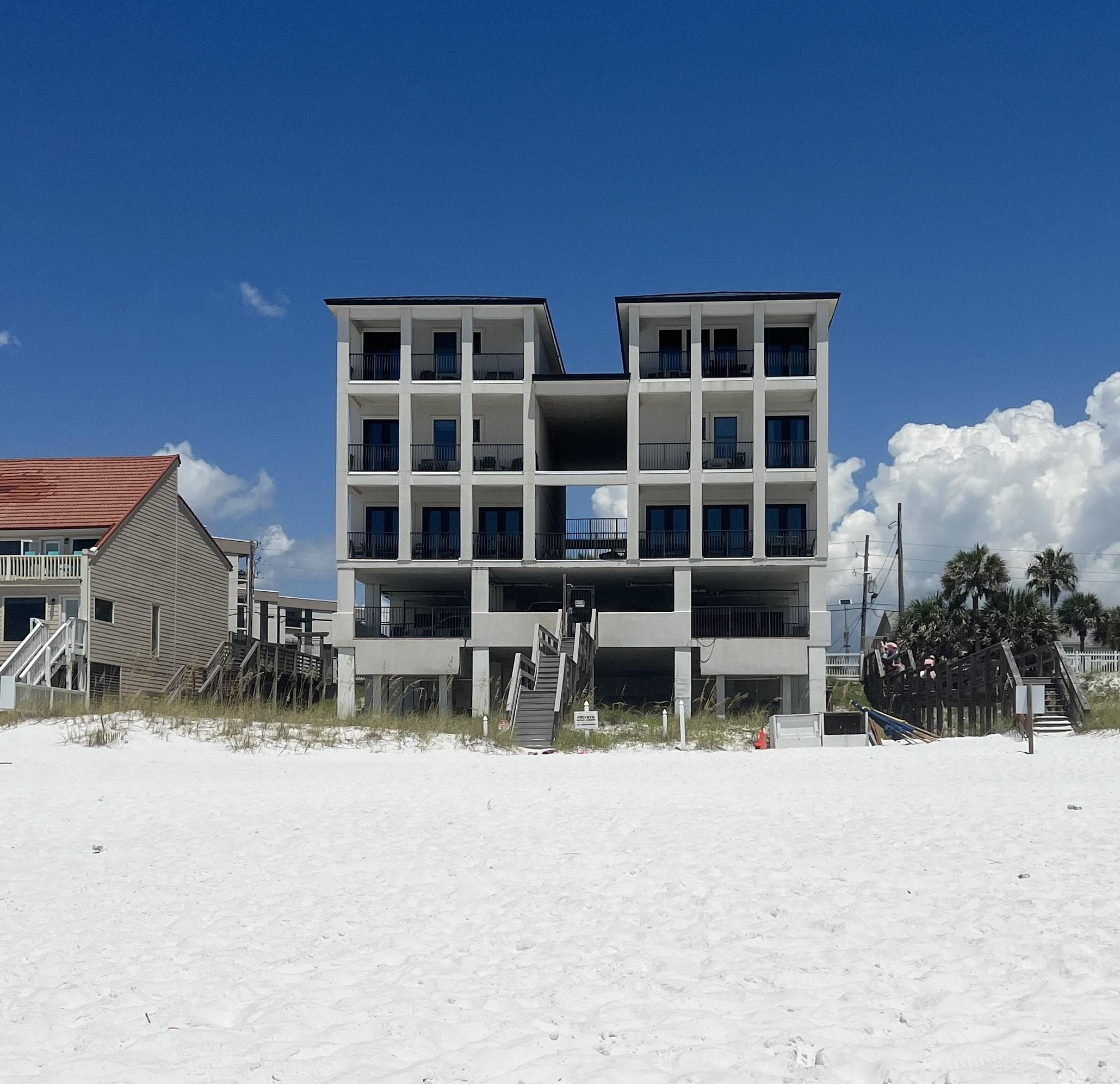 view from beach, we had rooms on the right.