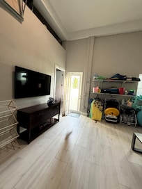 The garage which isn't mentioned in the listing! All your beach stuff, drying rack, and bathroom!