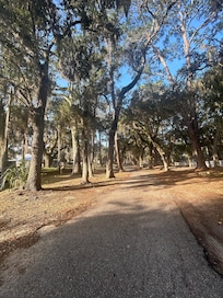 This is just a block down, quaint street that runs along the river