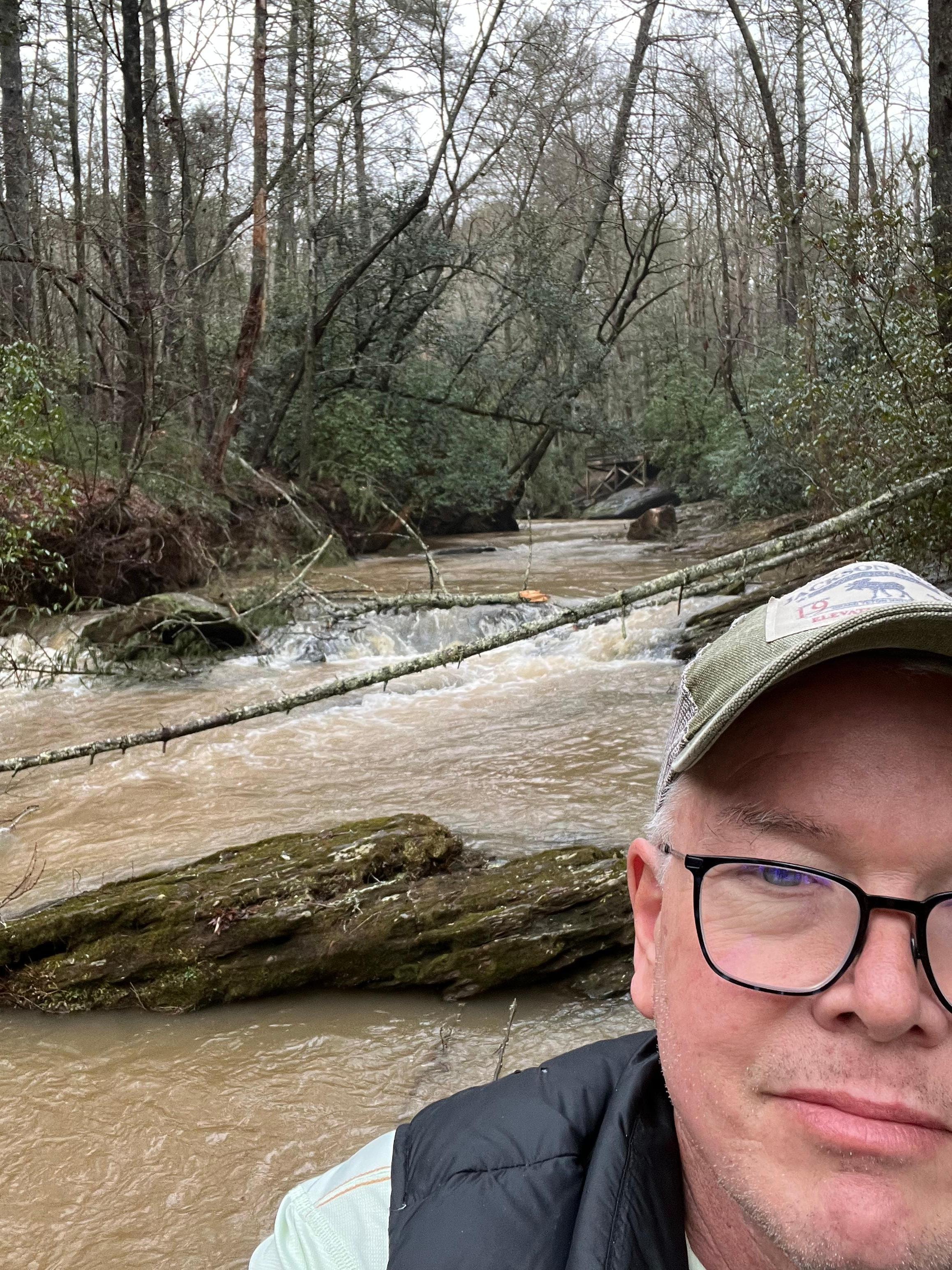 The creek in back after it had rained all day 