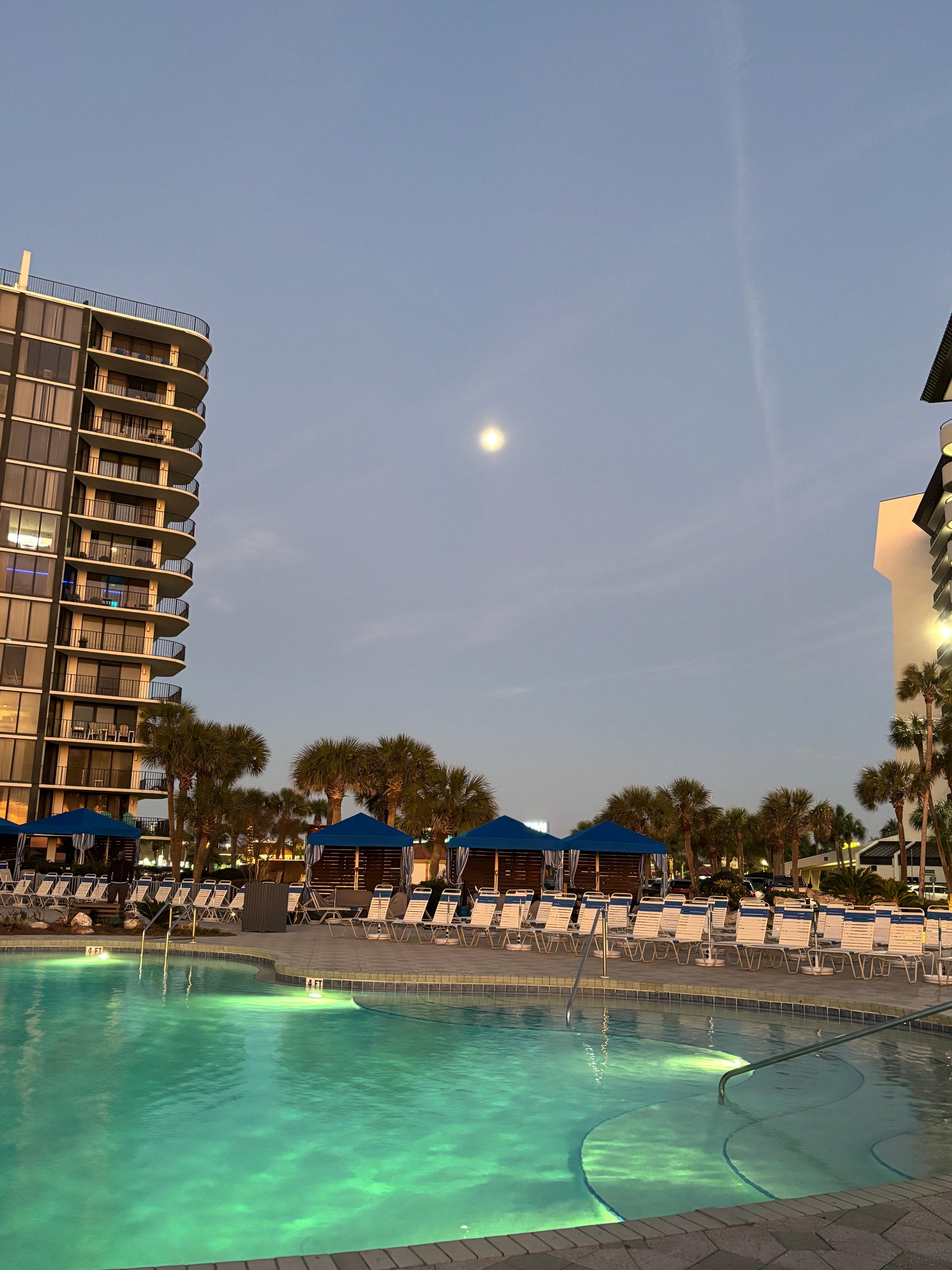Moonrise over the pool