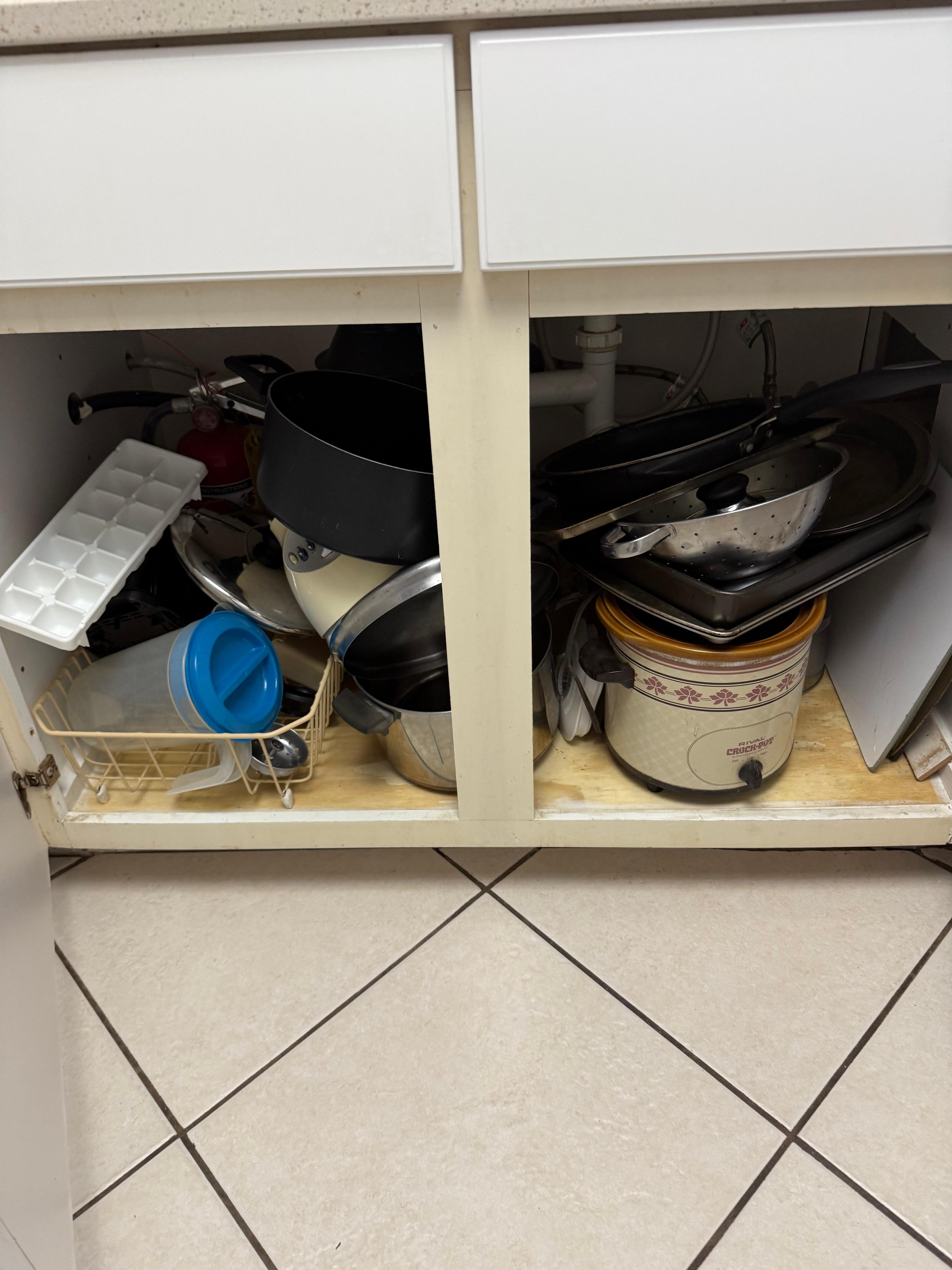 Everything just thrown in under the sink. Hard to find anything 