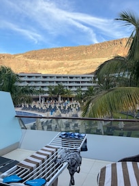 A view from the balcony to the âlower salty water family poolâ