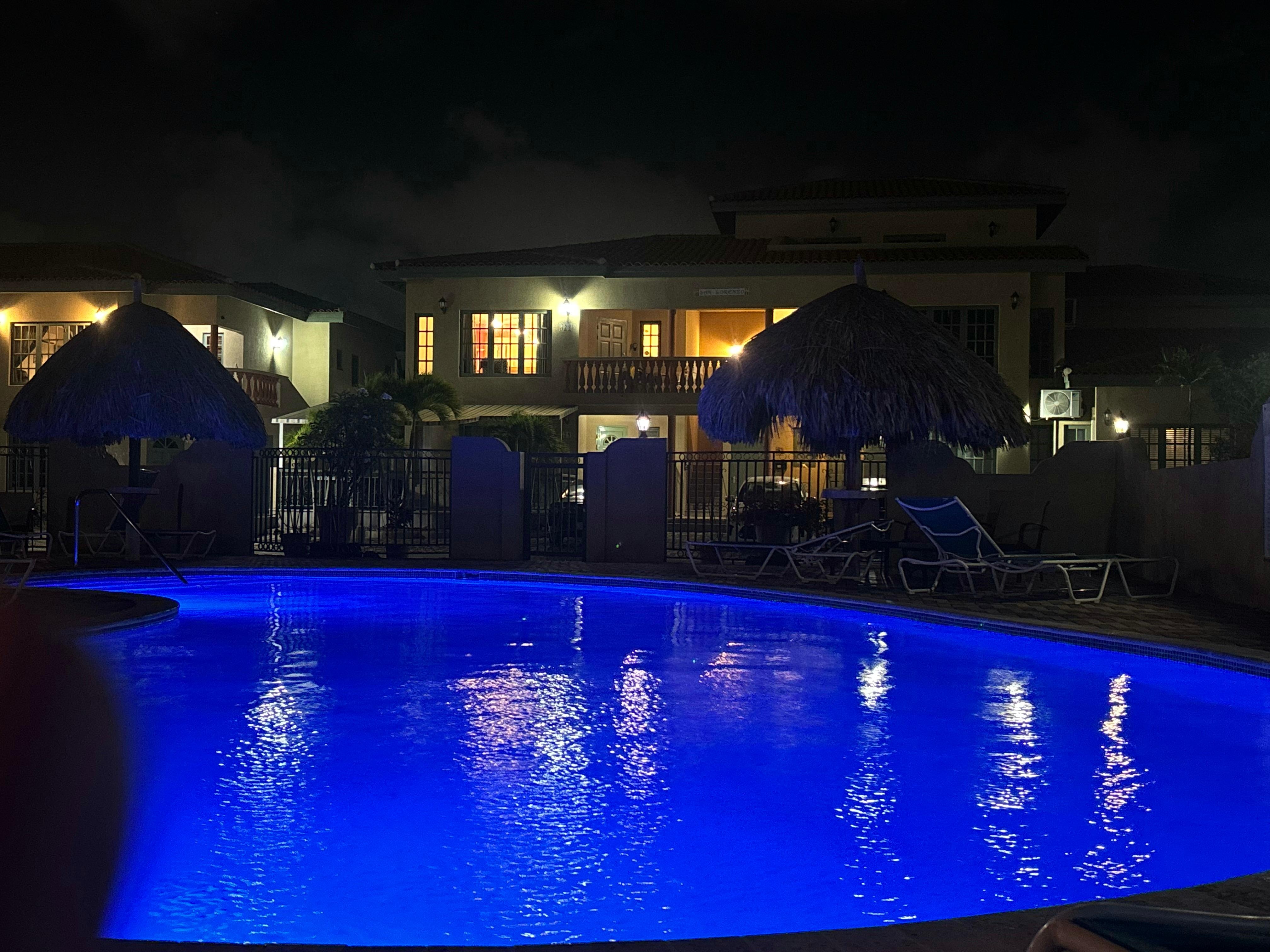 I love how the pool opens at eight and closes at 11 so beautiful