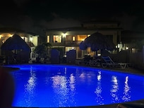 I love how the pool opens at eight and closes at 11 so beautiful