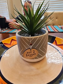 This was on the dining room table and brought a smile to our face every time we ate.