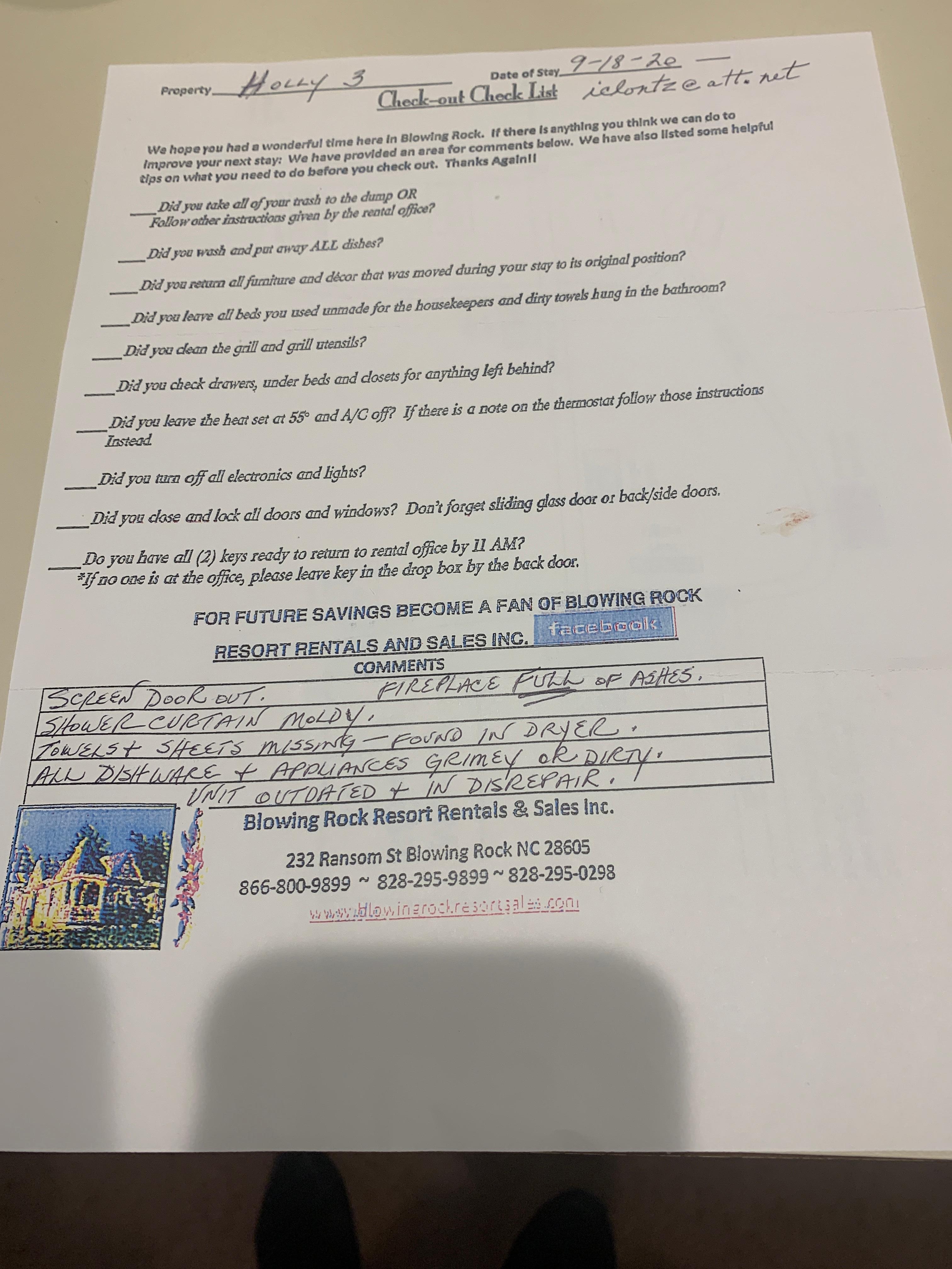 Notice left with Management Co.