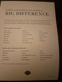 Missed anything, go to the front desk