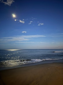 Beach front right across Ocean Avenue