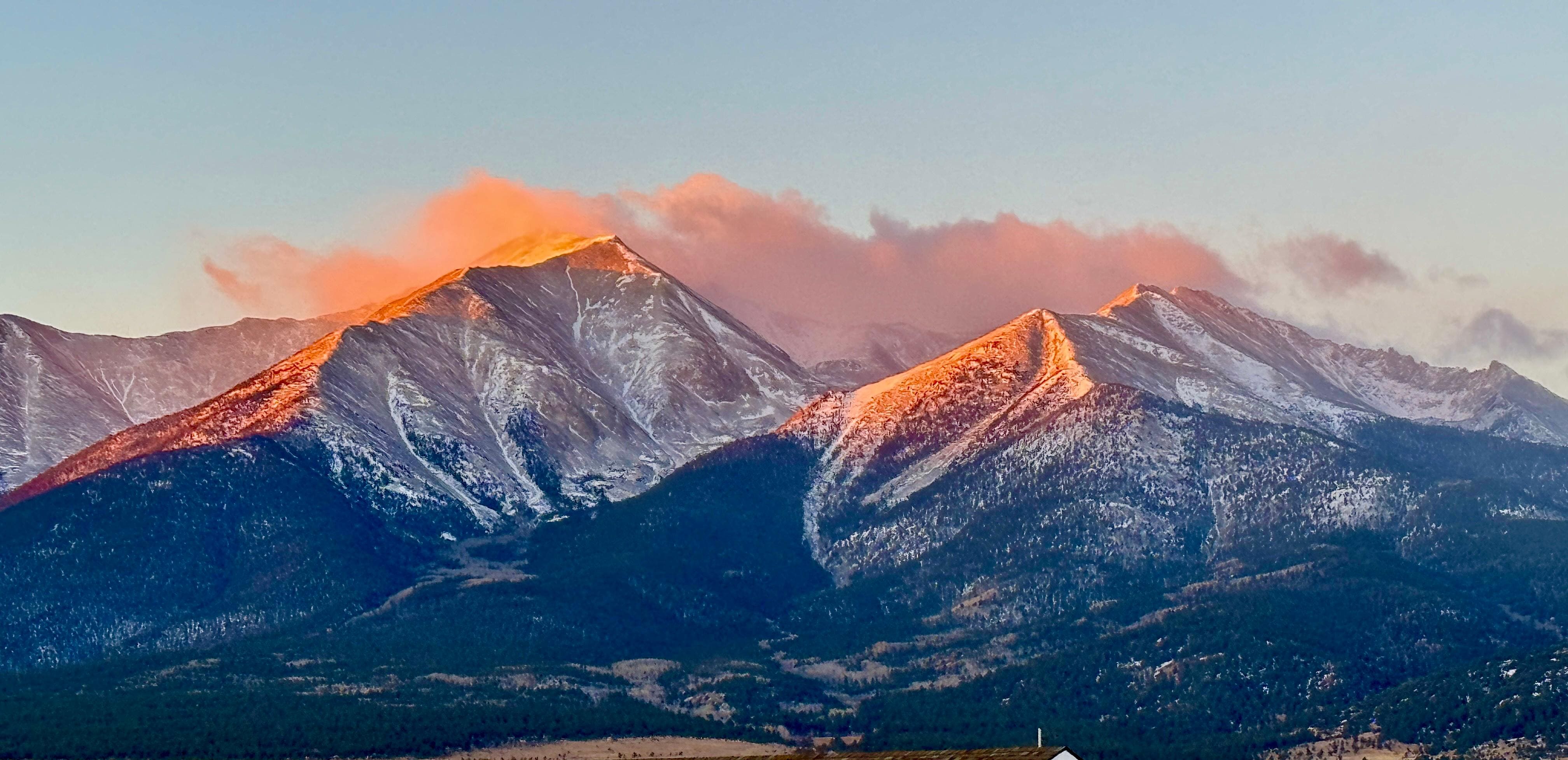 Sunrise on Mount Princeton right outside the front windows