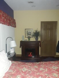Electric fireplace that sets the mood.