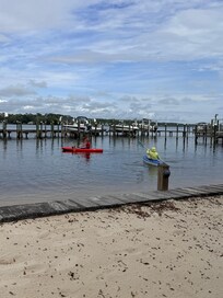 Small private beach with access to the water, fishing docks and easy kayaking.