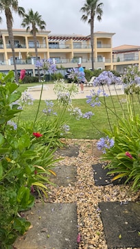 View from the pool garden area.