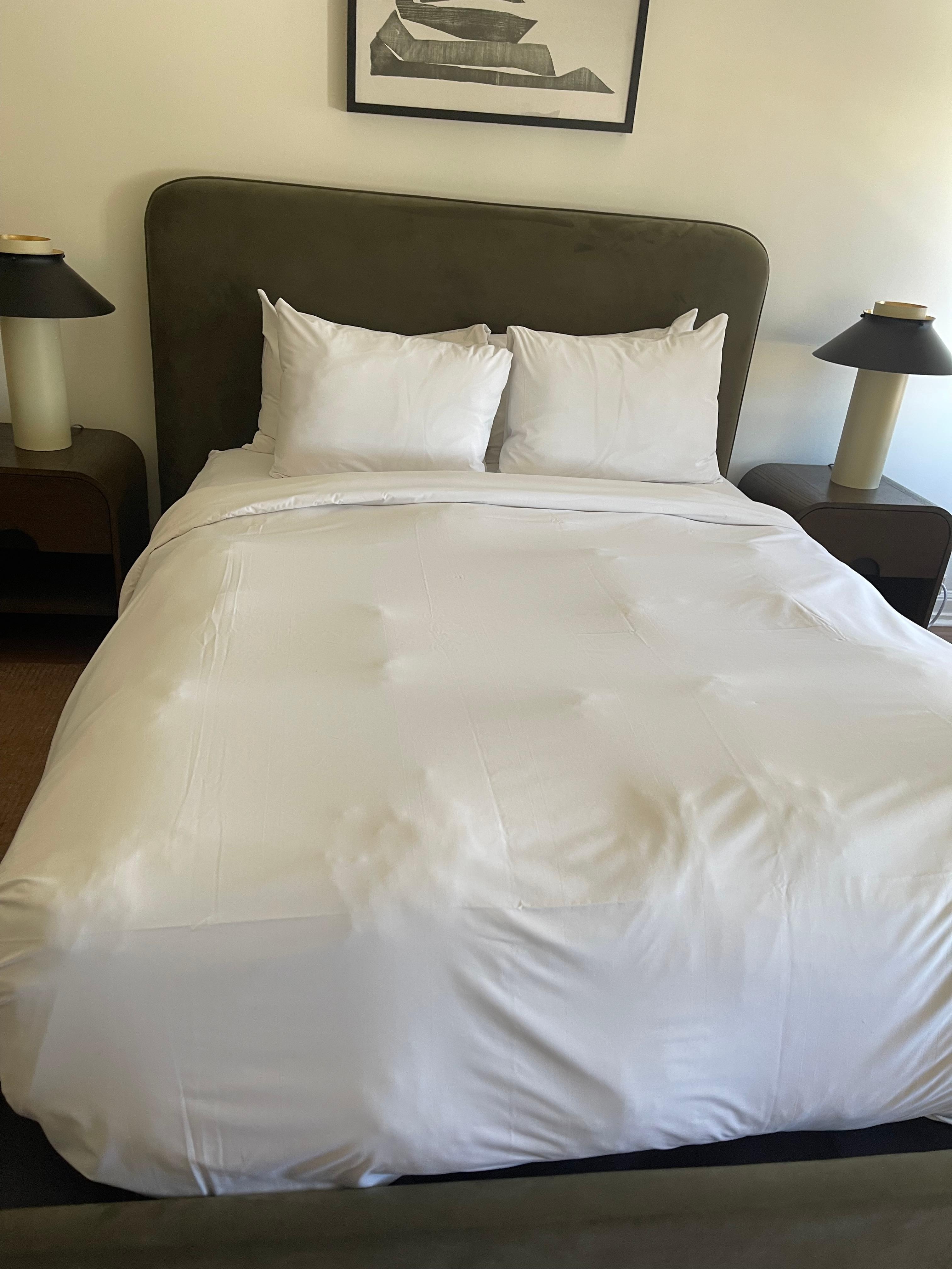 Bed inside the room. 