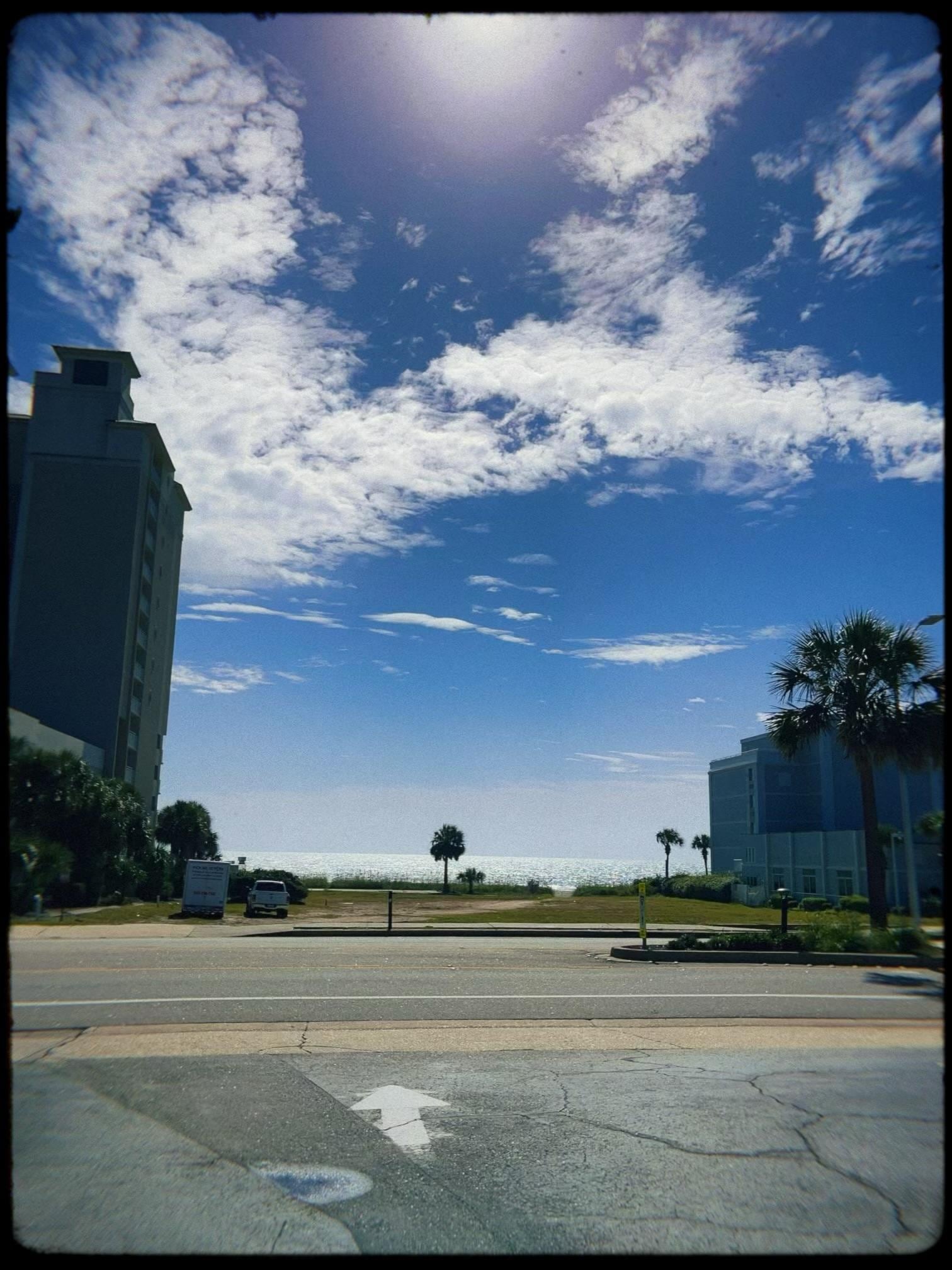 Distance from main entrance of hotel to the beach. (Across the street)