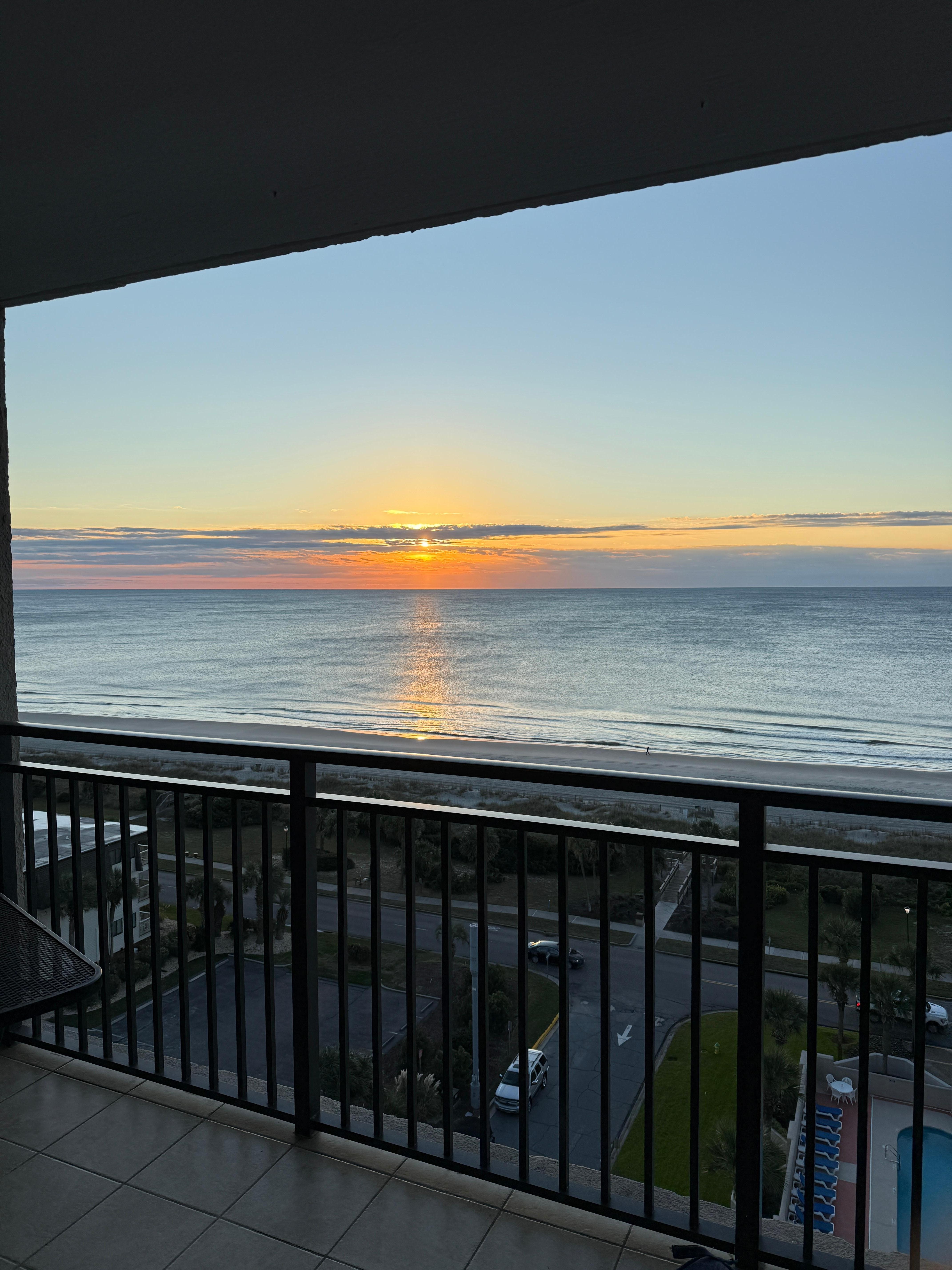 Sunrise from the room balcony. 
