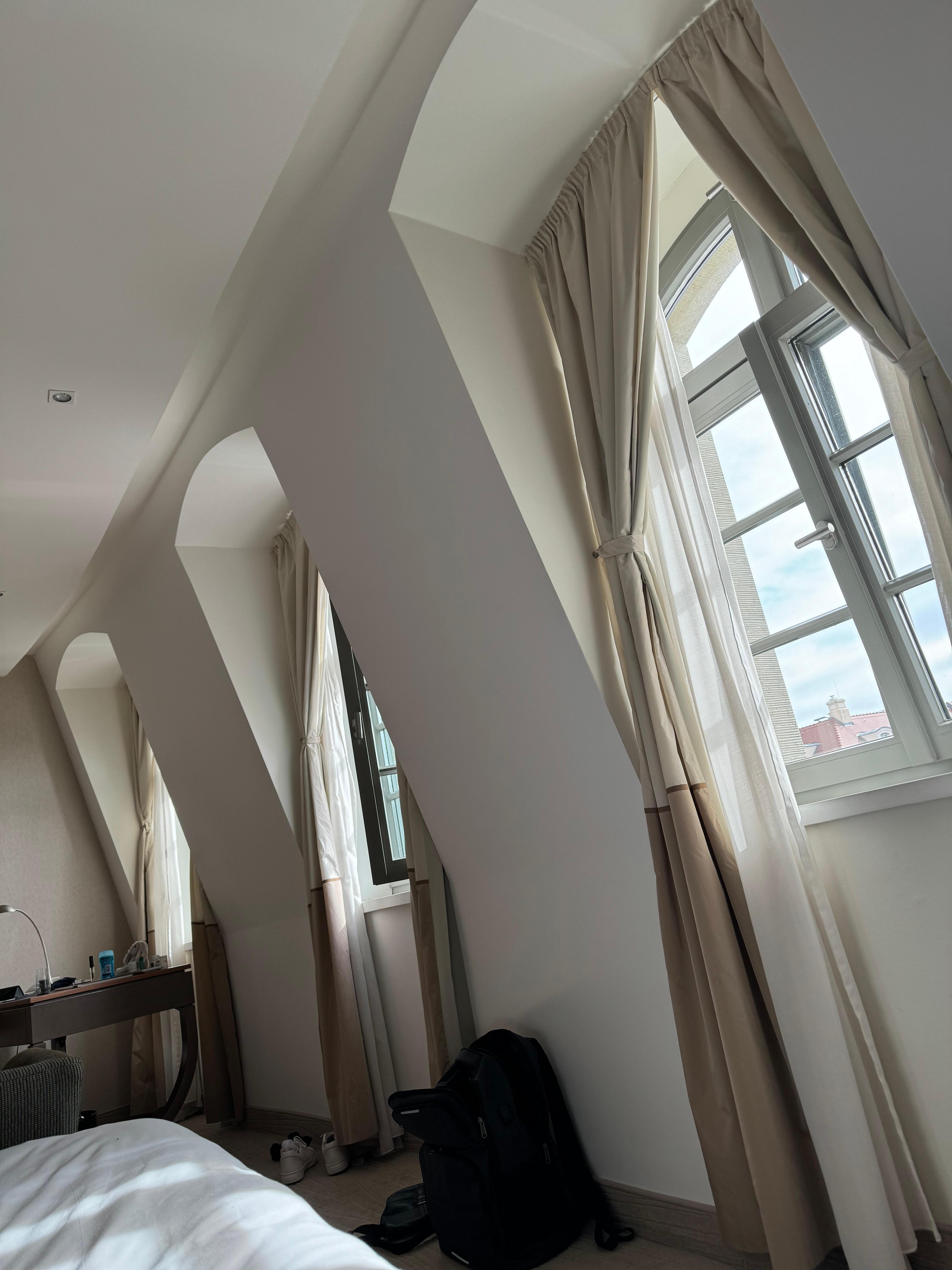 High ceiling with large windows