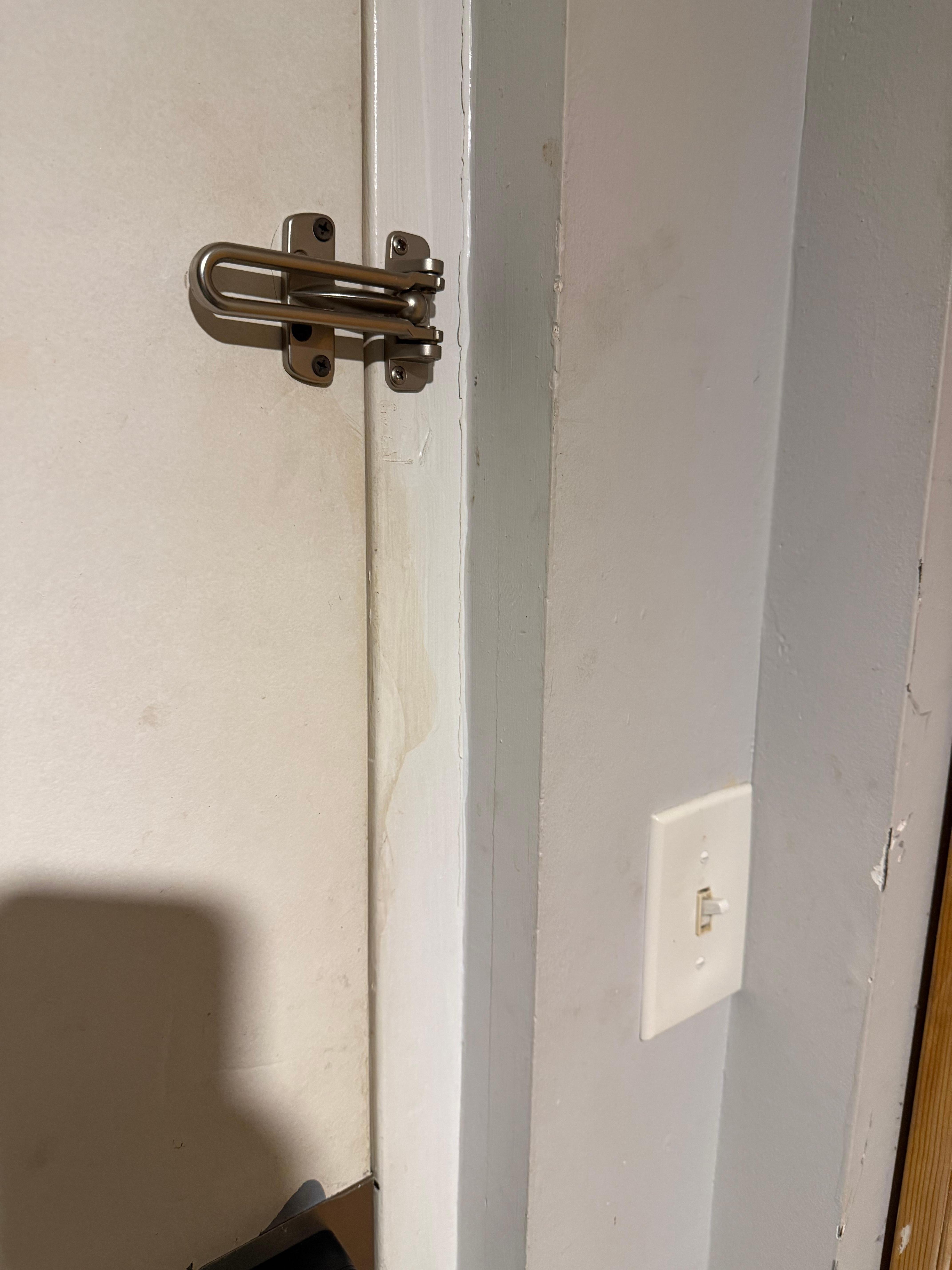 dirty walls, drywall damage, and peeling paint