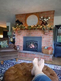 Relaxing by the fireplace