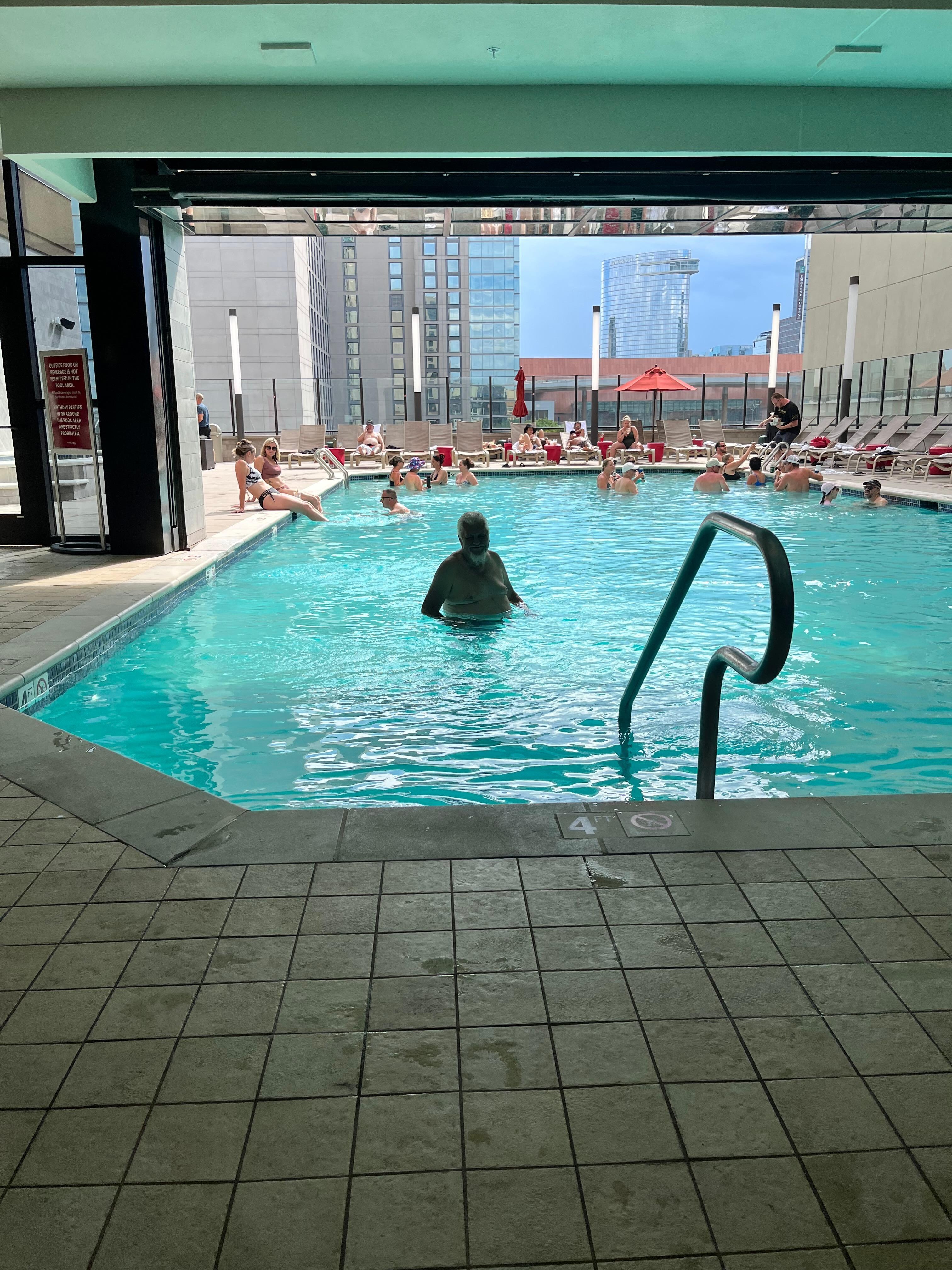 My husband having a quick dip