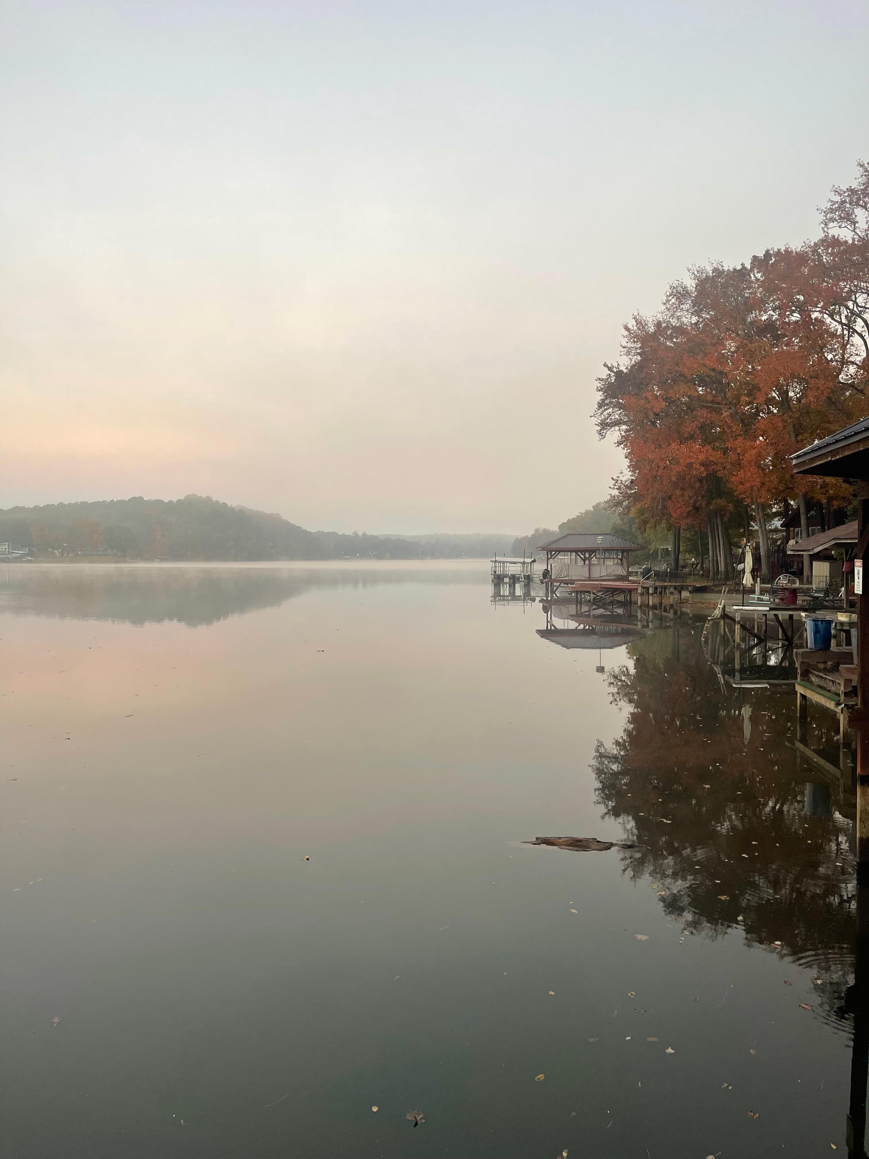 Fog over the lake in the morning