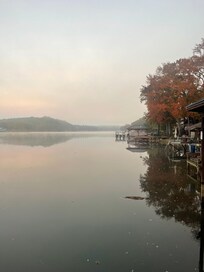 Fog over the lake in the morning
