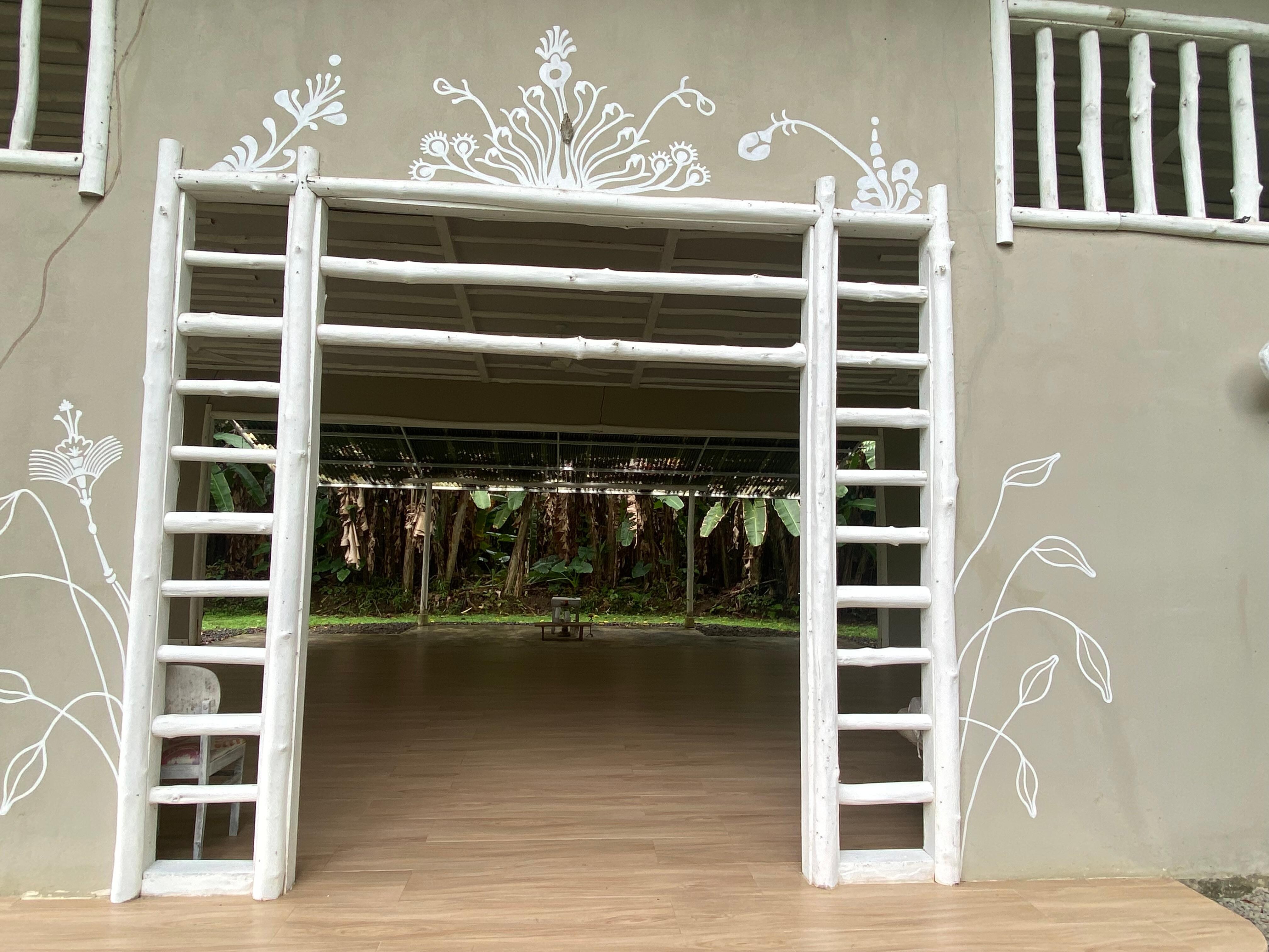 well-equipped yoga room. 