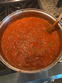 Homemade noodles & Bolognese sauce.