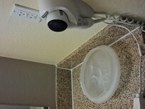 Mess they left after not fixing light and plus outlet