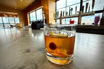 Black truffle rye, Detroit City rye, bacon fat washed Amaro and Angostura bitters.