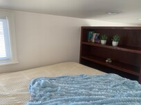 Hard to te from picture but you won’t be able to stand up in the loft area. Mattress was comfy & plenty of pillows and blankets plus star gazing out the window is a plus!
