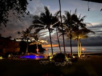 View at night with the torches lit.