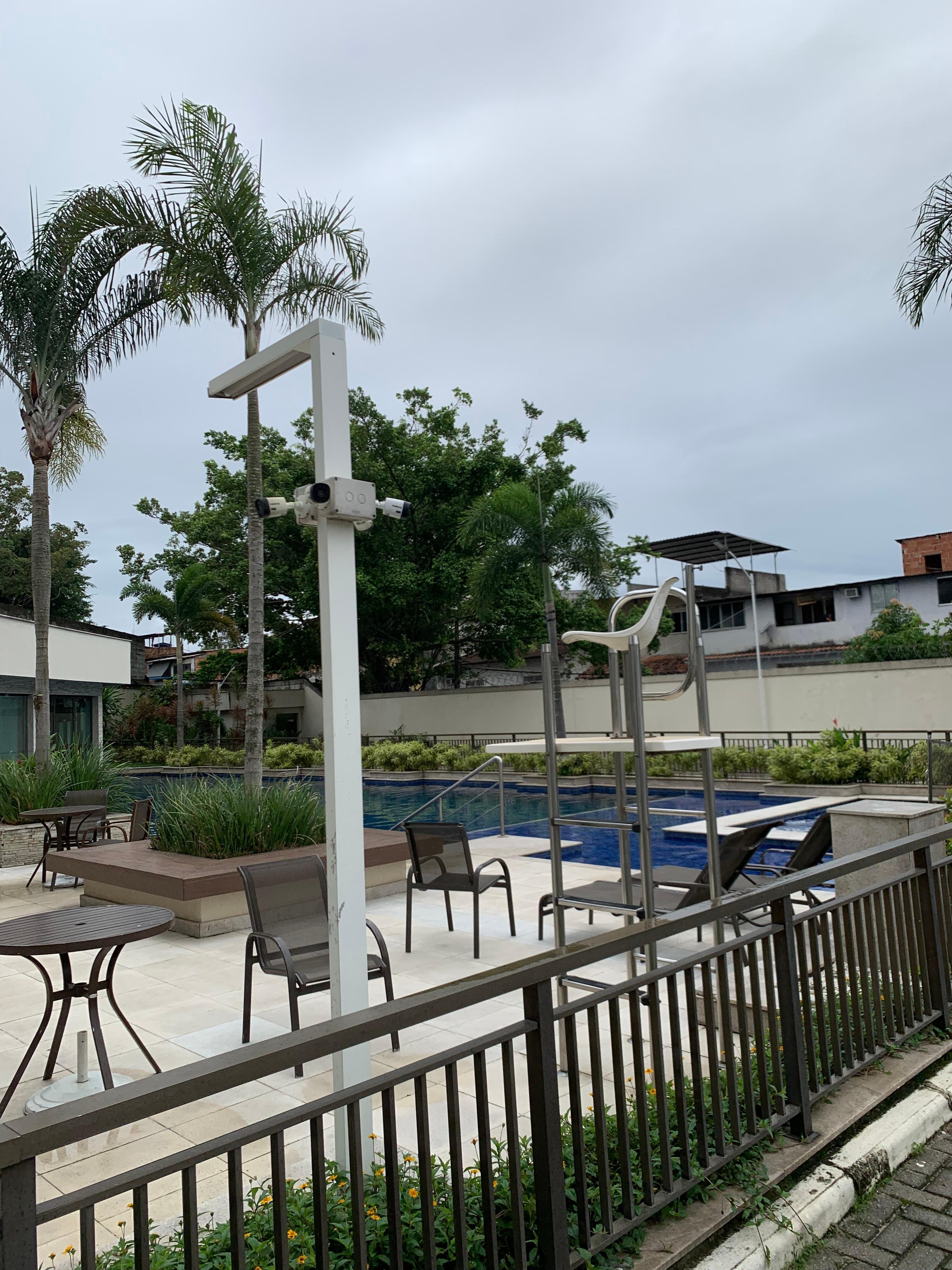 Área da piscina, academia e sauna