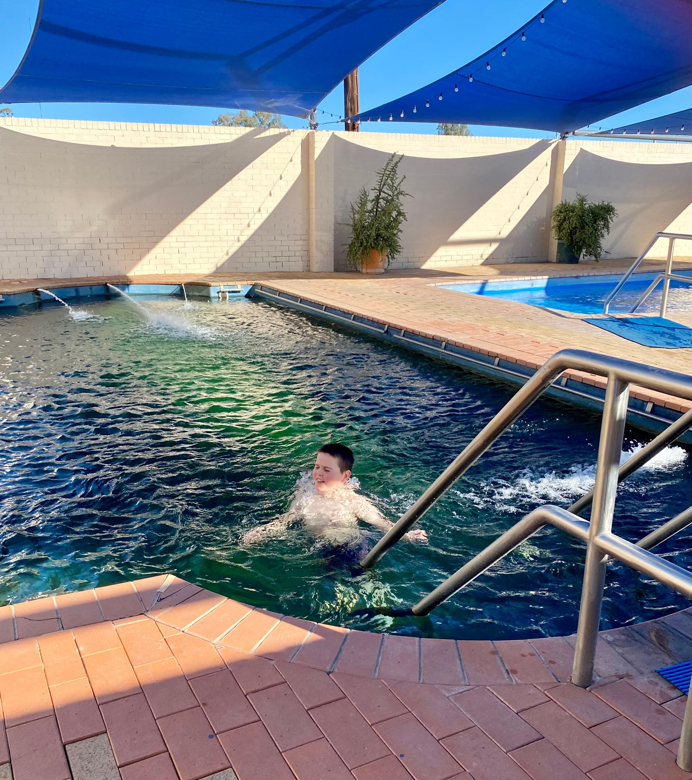 Enjoying the artesian pool 