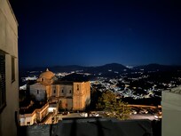 The same view at night.