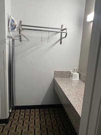 Nice iron/board. Convenient hanging space