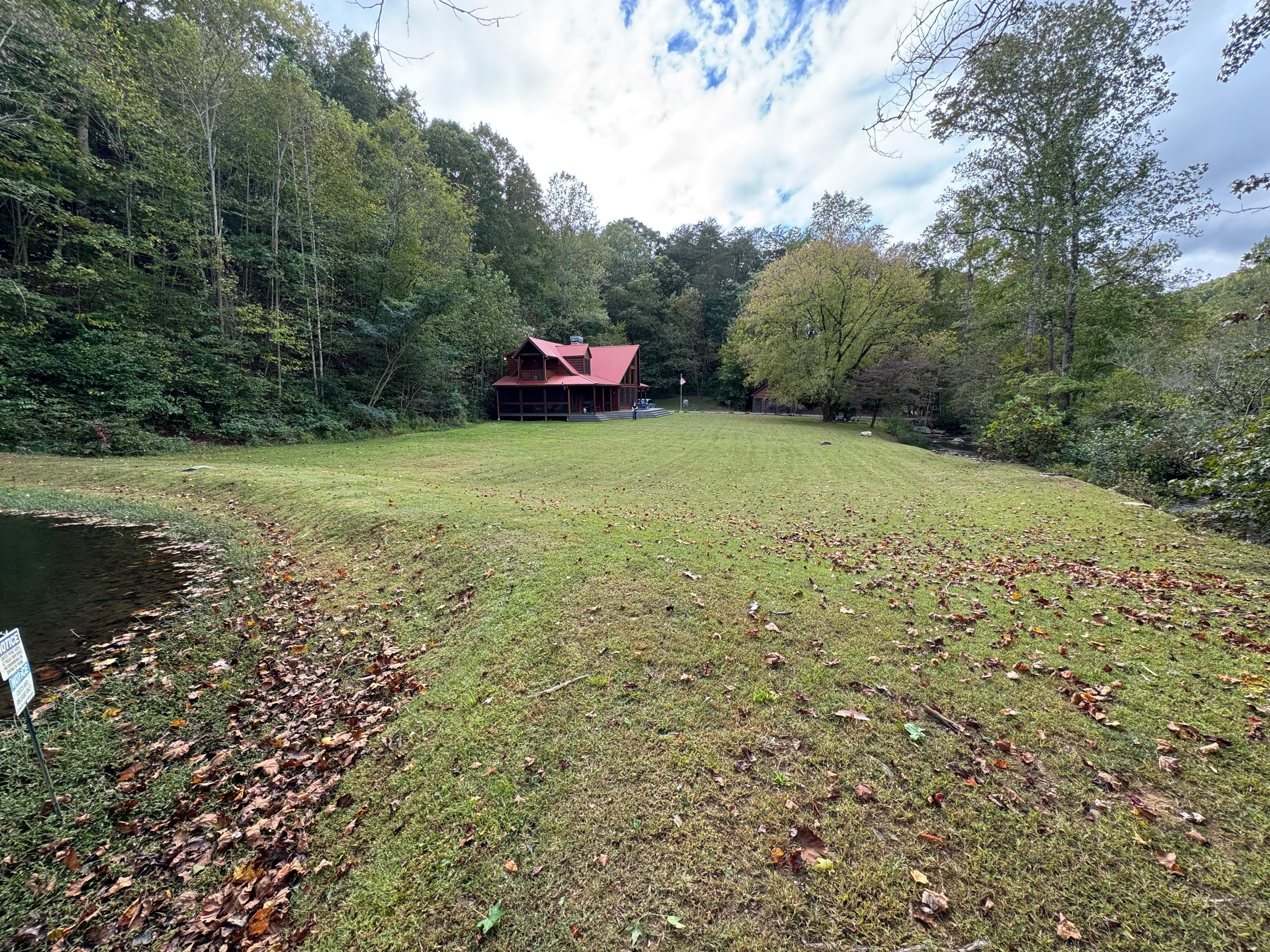 Huge yard would like and stream running through