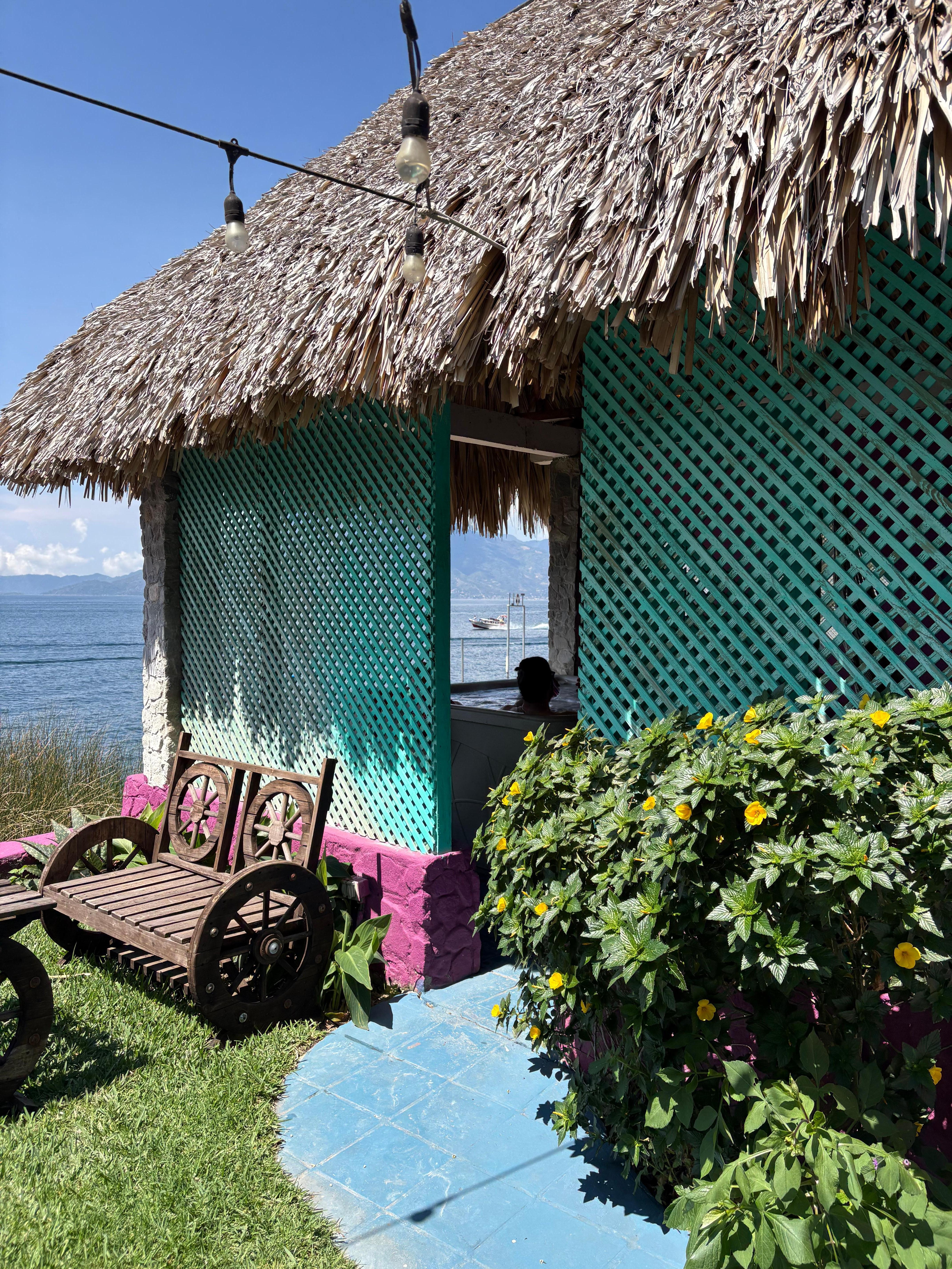 Exterior of hot tub hut