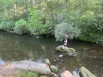 My husband and two boys enjoyed fly fishing on the creek right outside of the house. They also loved the sauna to warm up after wading in the creek.