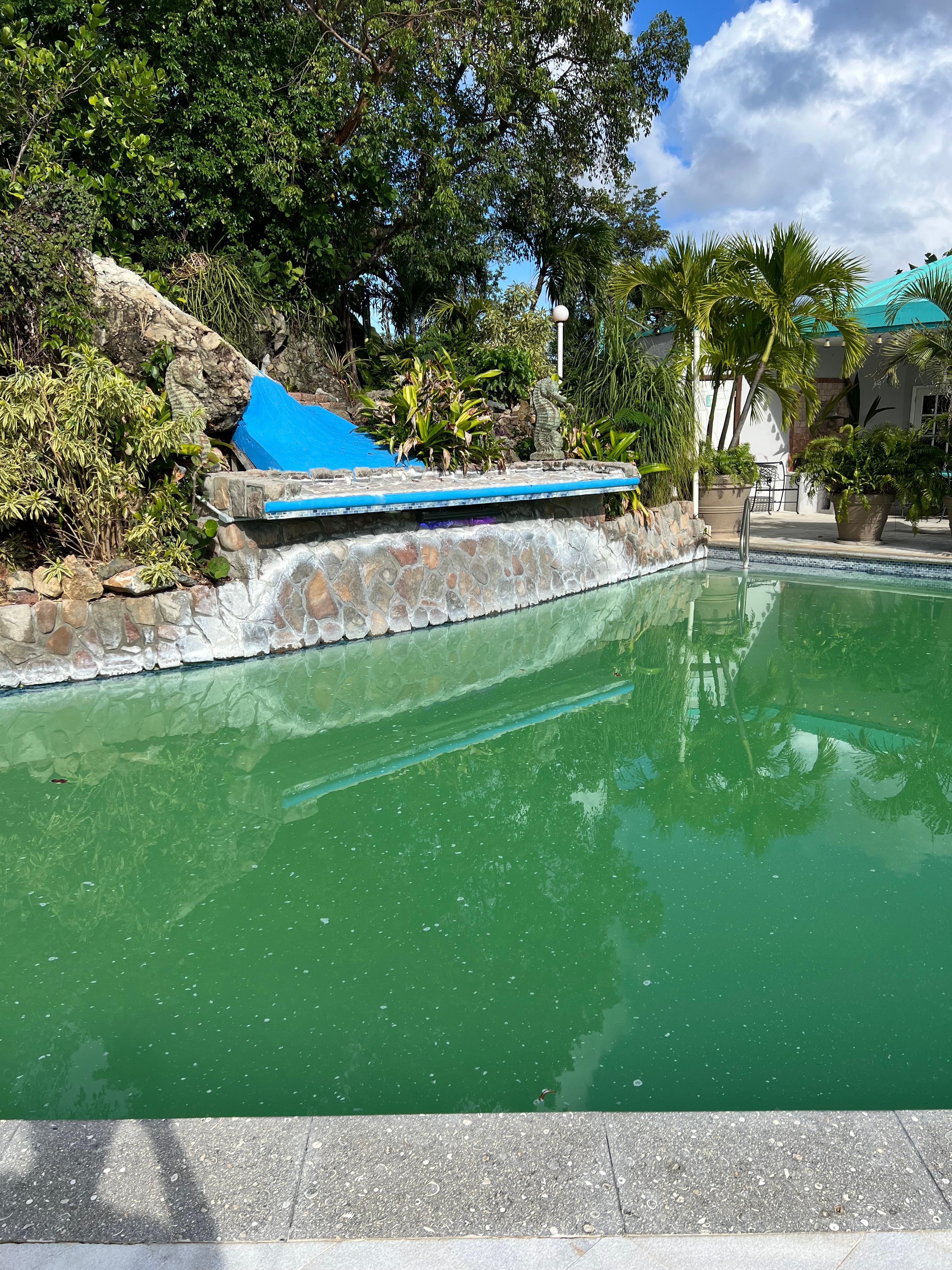 You could not swim in the upper pool.