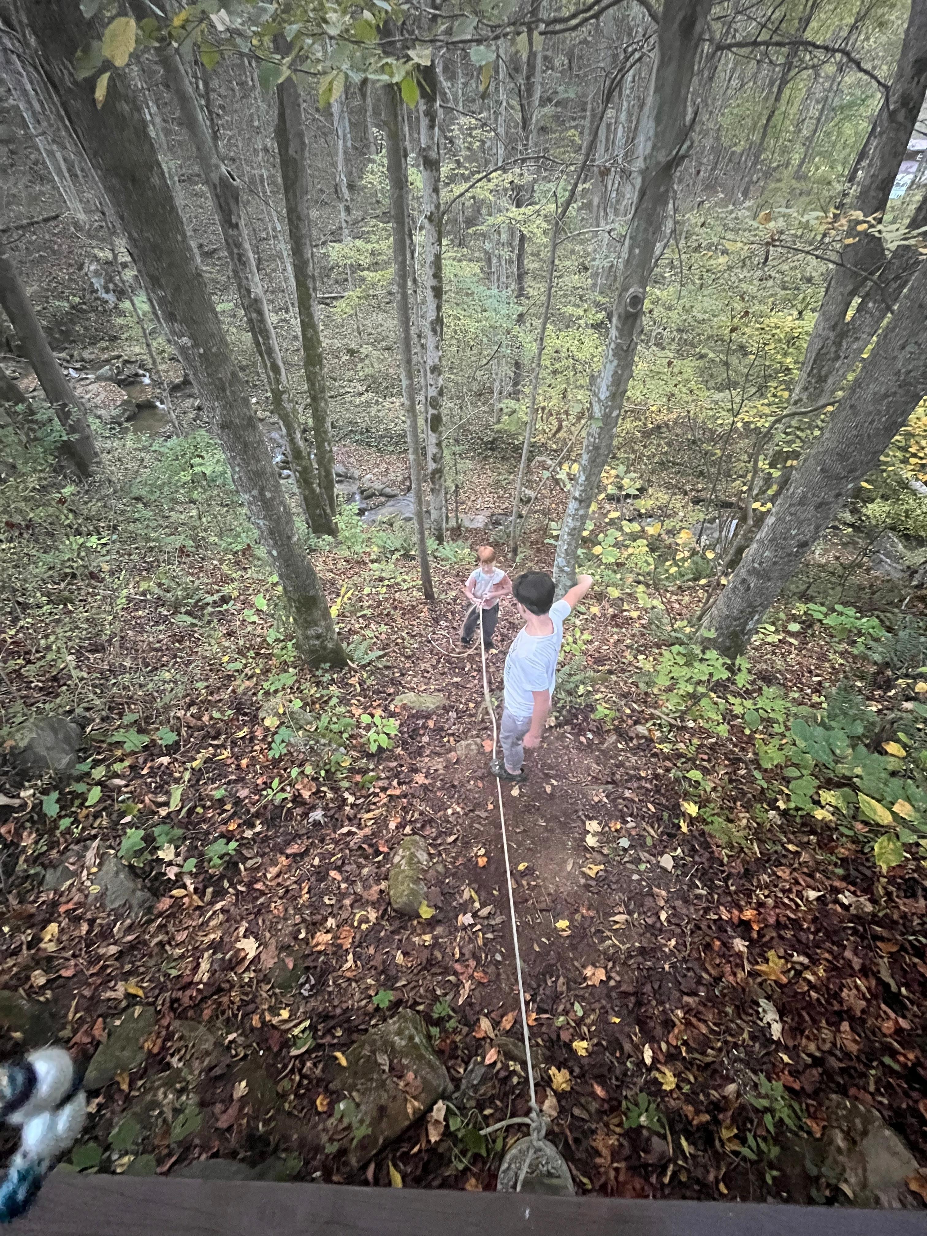 Taking the rope down to the creek!
