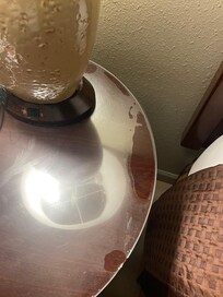 Mystery liquid on and around night stand