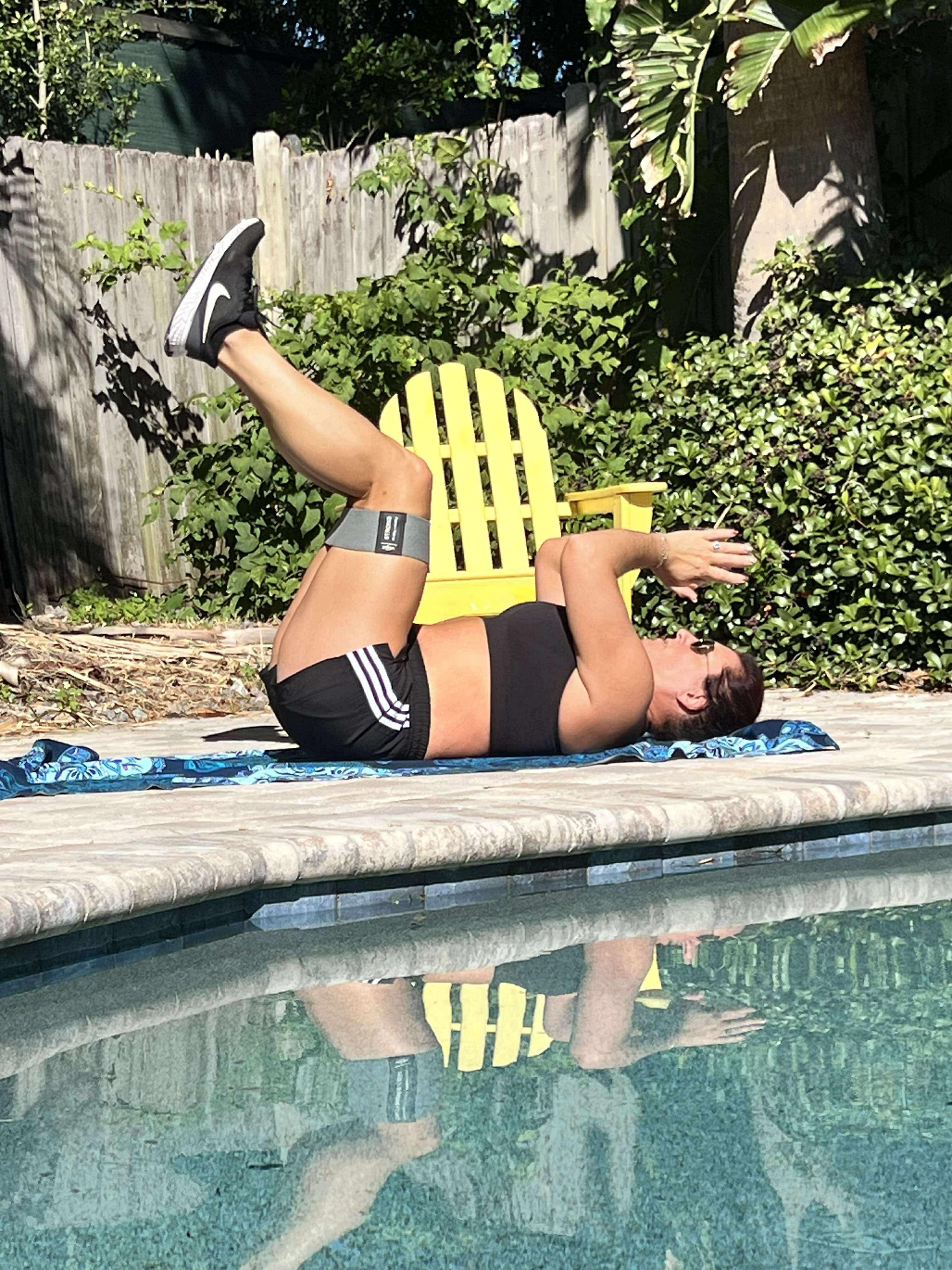 Room poolside for a little workout session. 