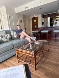 My husband, Joe, settling in.