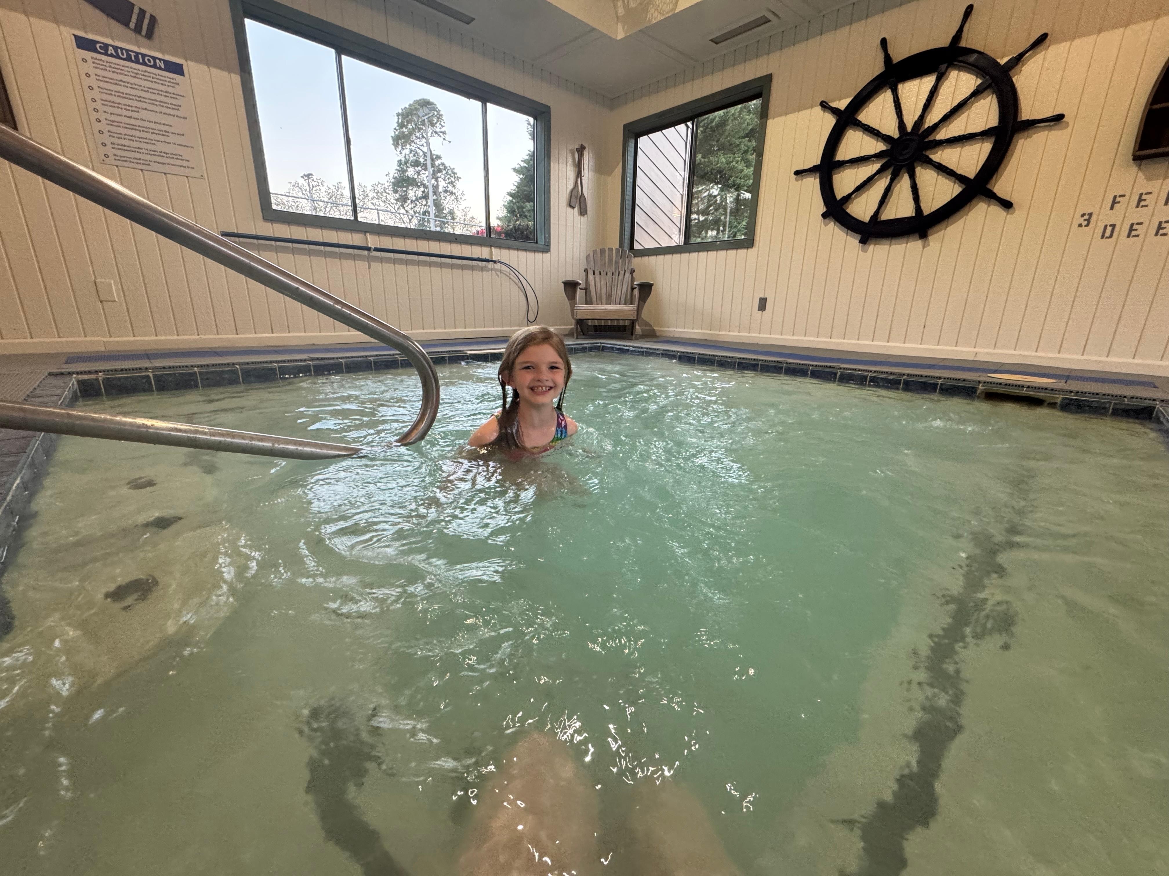 Enjoying the large hot tub!